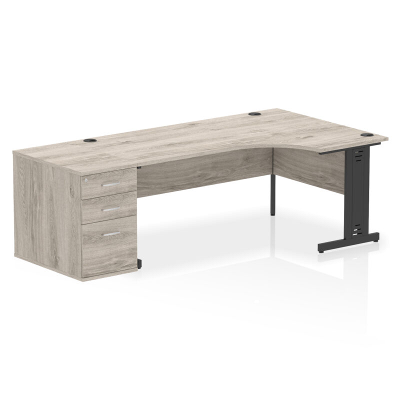 impulse 1800mm cable managed right crescent desk workstation