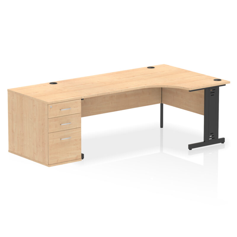 impulse 1800mm cable managed right crescent desk workstation