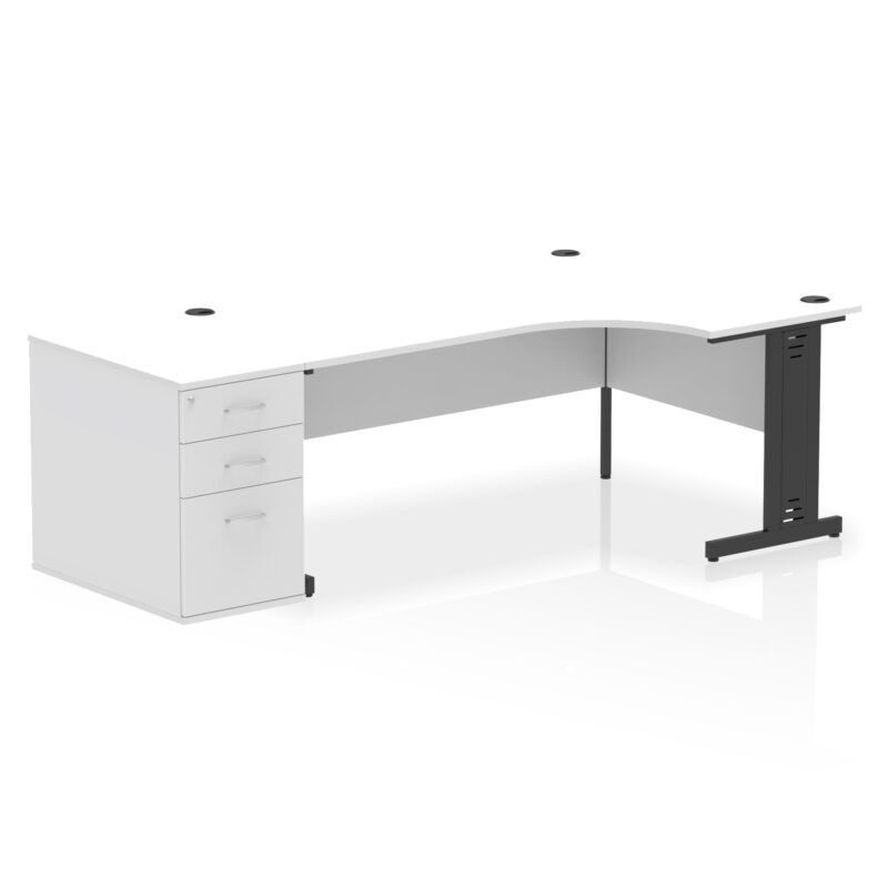 impulse 1800mm cable managed right crescent desk workstation