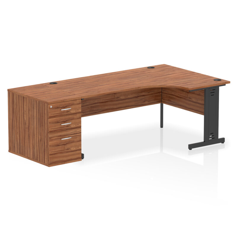 impulse 1800mm cable managed right crescent desk workstation