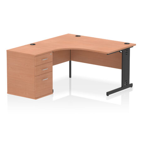 impulse 1400mm cable managed left crescent desk workstation