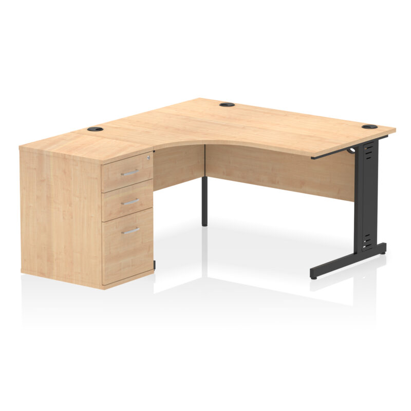 impulse 1400mm cable managed left crescent desk workstation