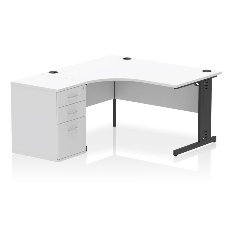 impulse 1400mm cable managed left crescent desk workstation
