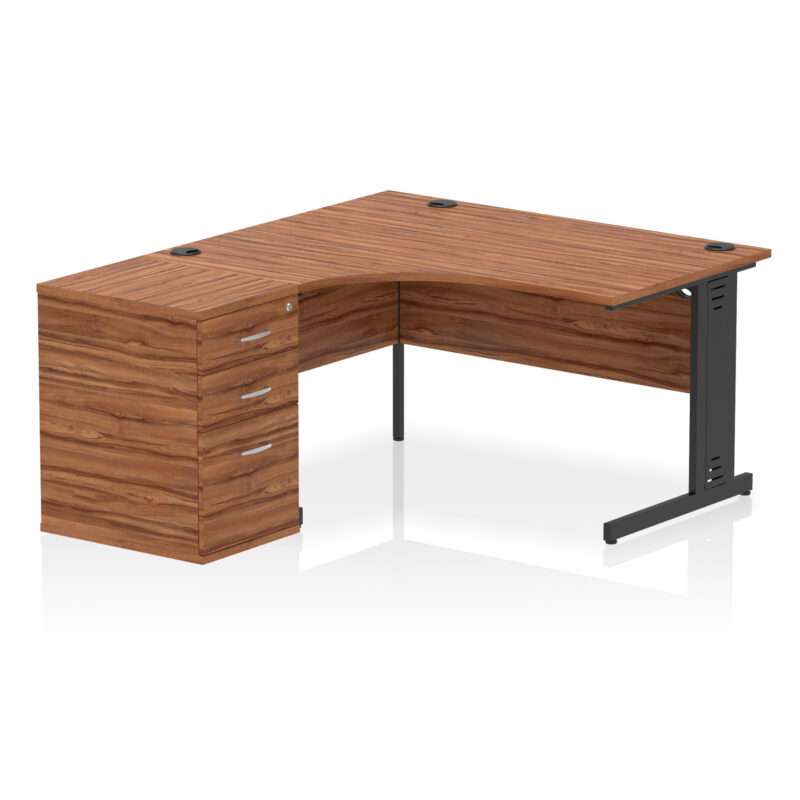 impulse 1400mm cable managed left crescent desk workstation