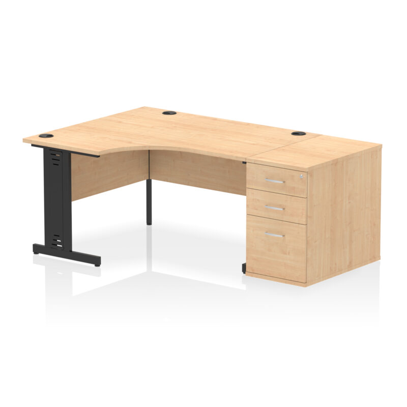 impulse 1400mm cable managed left crescent desk workstation