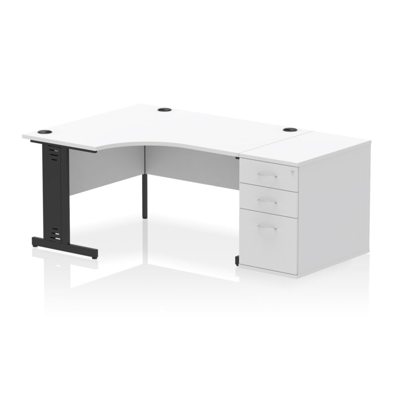 impulse 1400mm cable managed left crescent desk workstation