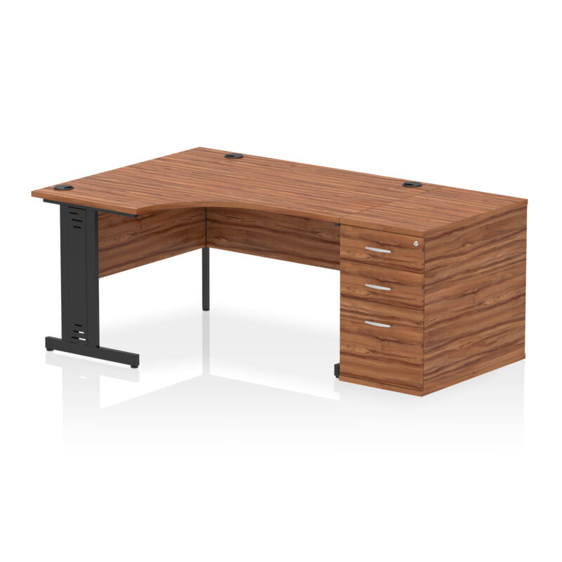 impulse 1400mm cable managed left crescent desk workstation