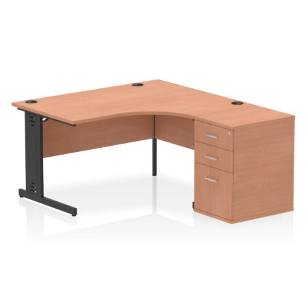 impulse 1400mm cable managed right crescent desk workstation