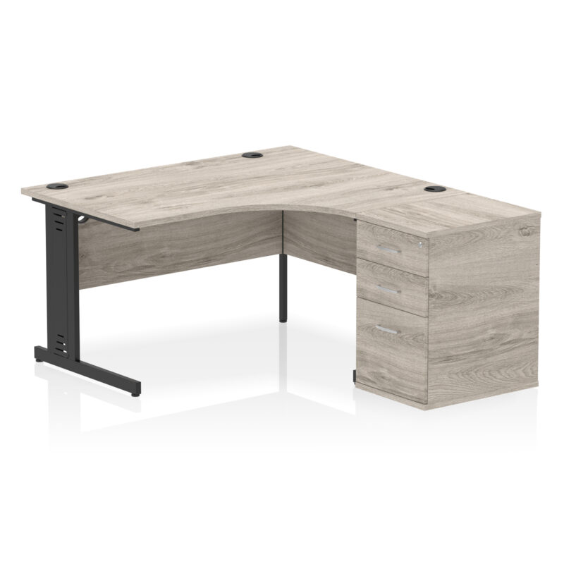 impulse 1400mm cable managed right crescent desk workstation