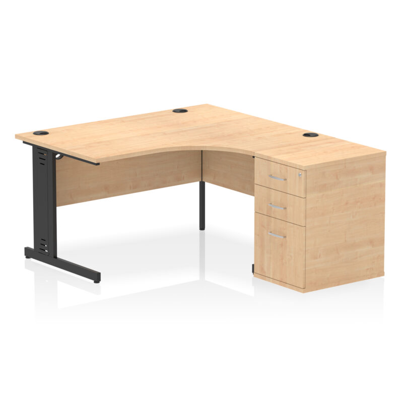 impulse 1400mm cable managed right crescent desk workstation