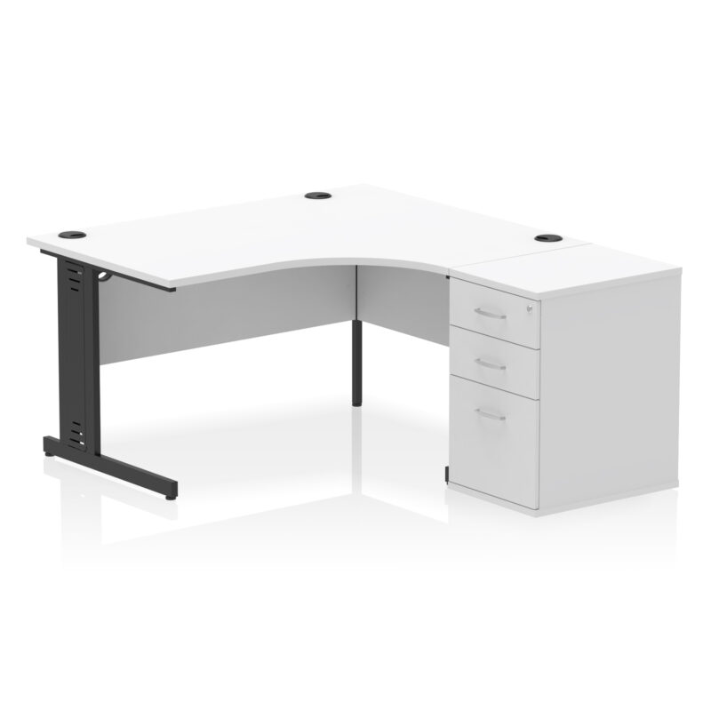 impulse 1400mm cable managed right crescent desk workstation