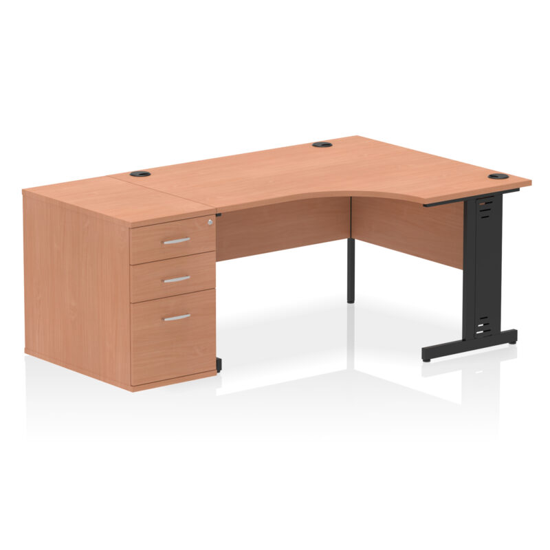 impulse 1400mm cable managed right crescent desk workstation