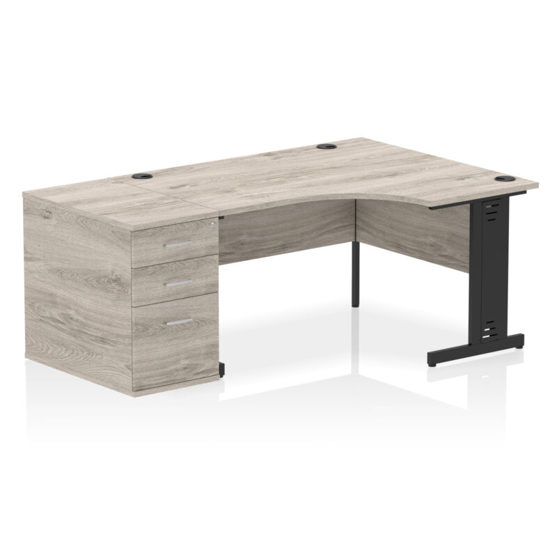 impulse 1400mm cable managed right crescent desk workstation