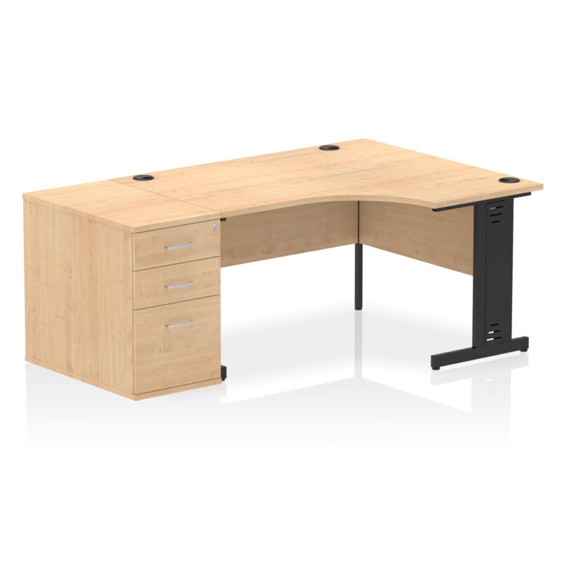 impulse 1400mm cable managed right crescent desk workstation