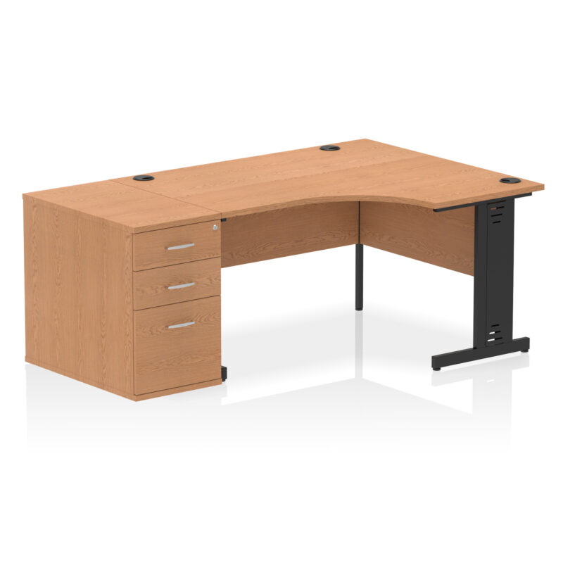 impulse 1400mm cable managed right crescent desk workstation
