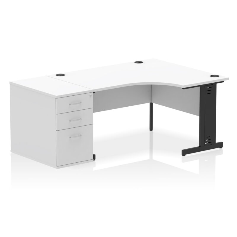 impulse 1400mm cable managed right crescent desk workstation