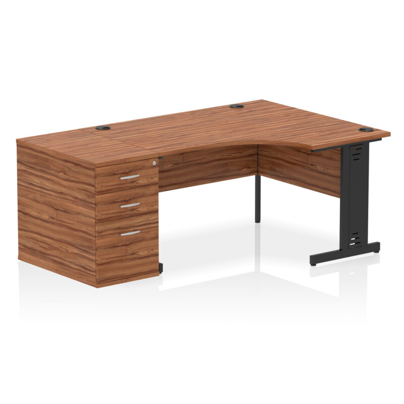 impulse 1400mm cable managed right crescent desk workstation