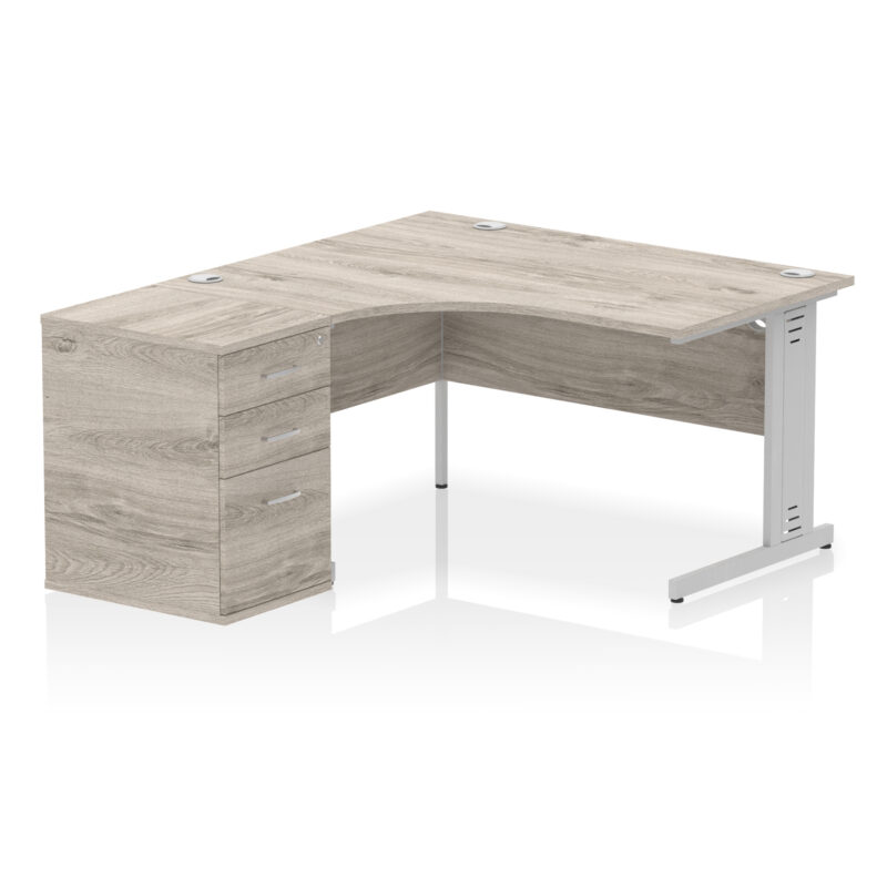 impulse 1400mm cable managed left crescent desk workstation