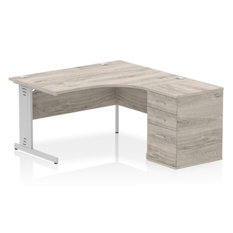 impulse 1400mm cable managed right crescent desk workstation