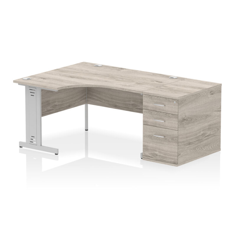 impulse 1400mm cable managed left crescent desk workstation