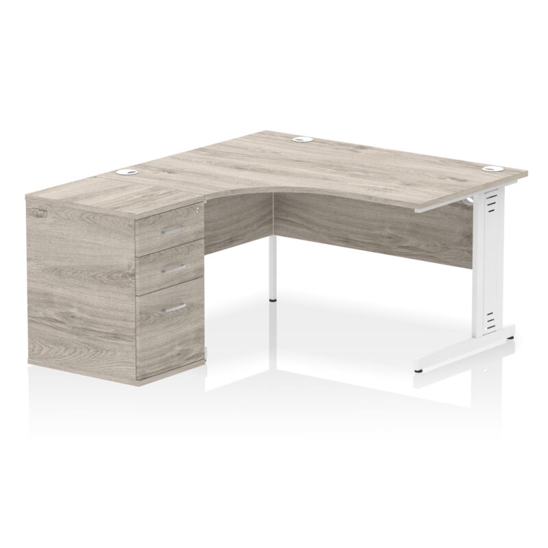 impulse 1400mm cable managed left crescent desk workstation