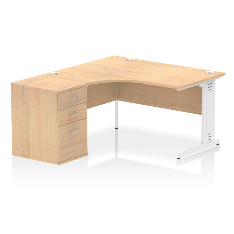 impulse 1400mm cable managed left crescent desk workstation