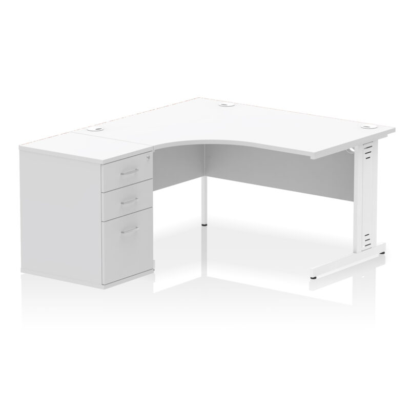 impulse 1400mm cable managed left crescent desk workstation