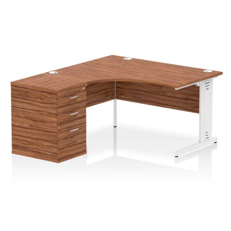 impulse 1400mm cable managed left crescent desk workstation