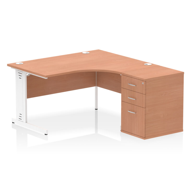 impulse 1400mm cable managed right crescent desk workstation