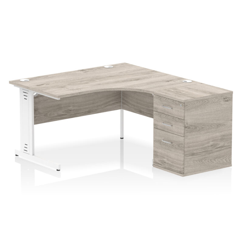 impulse 1400mm cable managed right crescent desk workstation