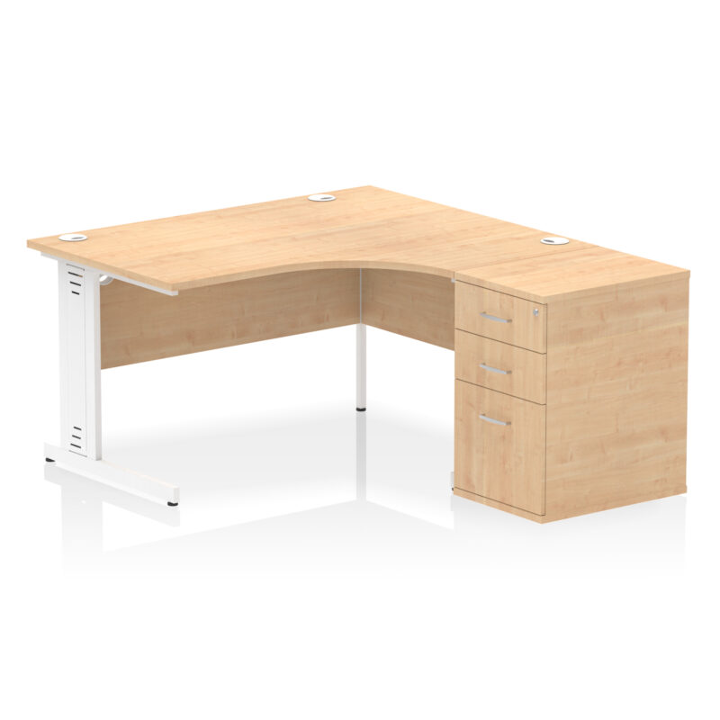 impulse 1400mm cable managed right crescent desk workstation