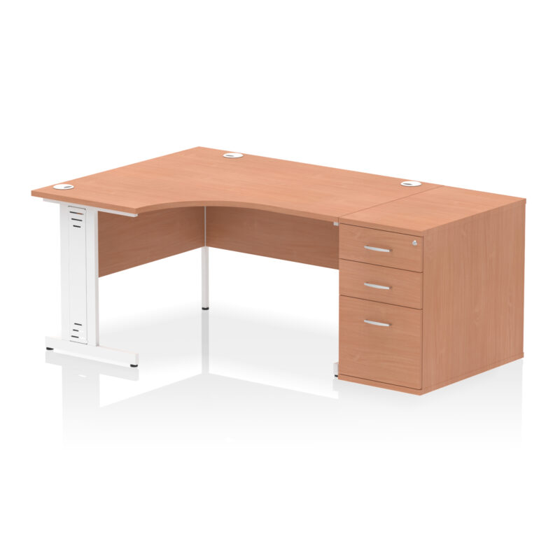 impulse 1400mm cable managed left crescent desk workstation