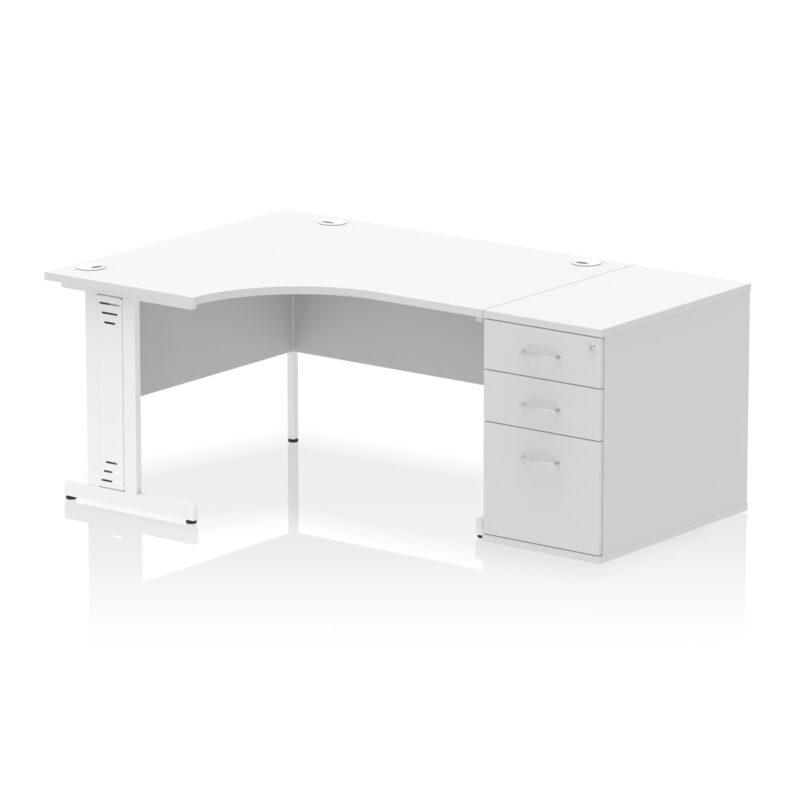 impulse 1400mm cable managed left crescent desk workstation