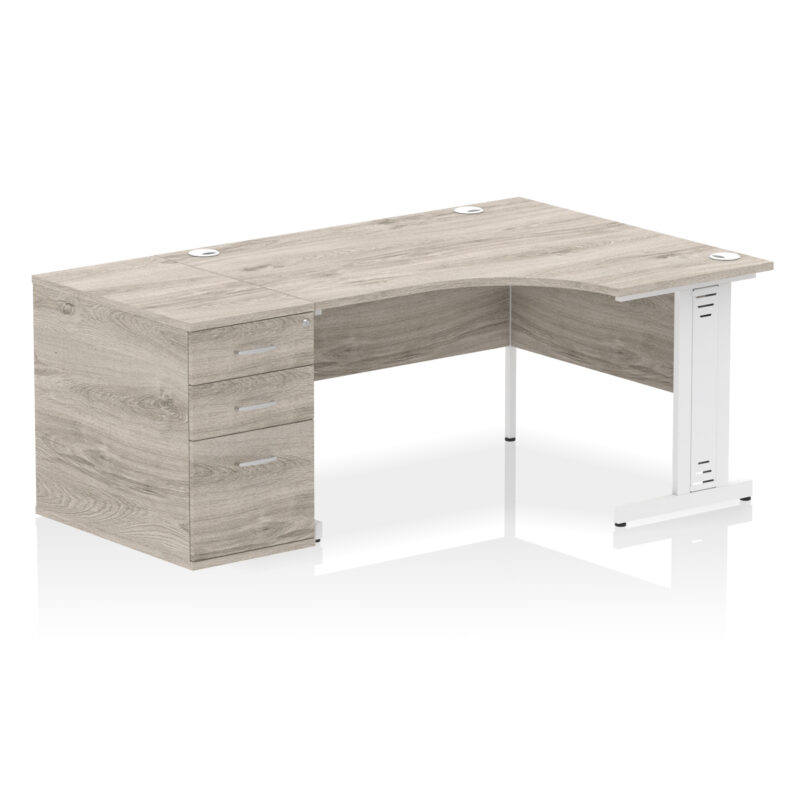 impulse 1400mm cable managed right crescent desk workstation