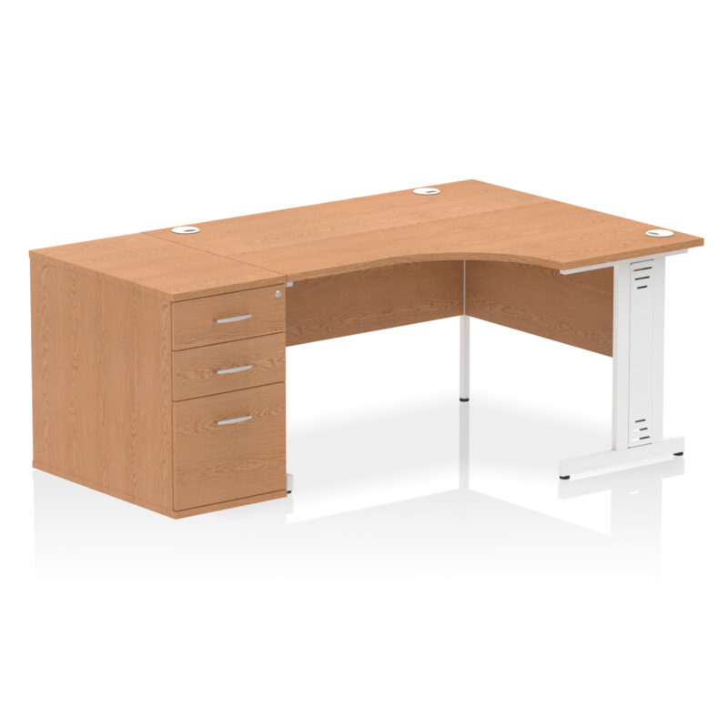 impulse 1400mm cable managed right crescent desk workstation