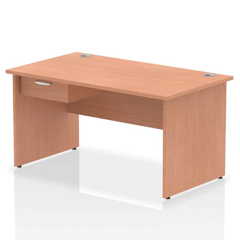 impulse panel end straight desk frame with single one drawer fixed pedestal
