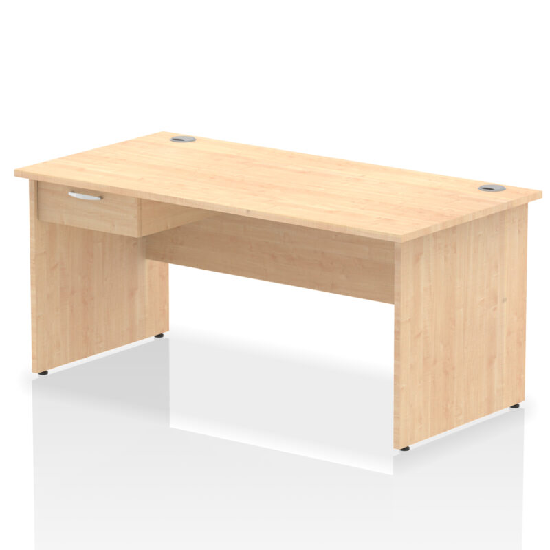 impulse panel end straight desk frame with single one drawer fixed pedestal