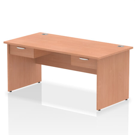 impulse panel end straight desk frame with two one drawer fixed pedestals