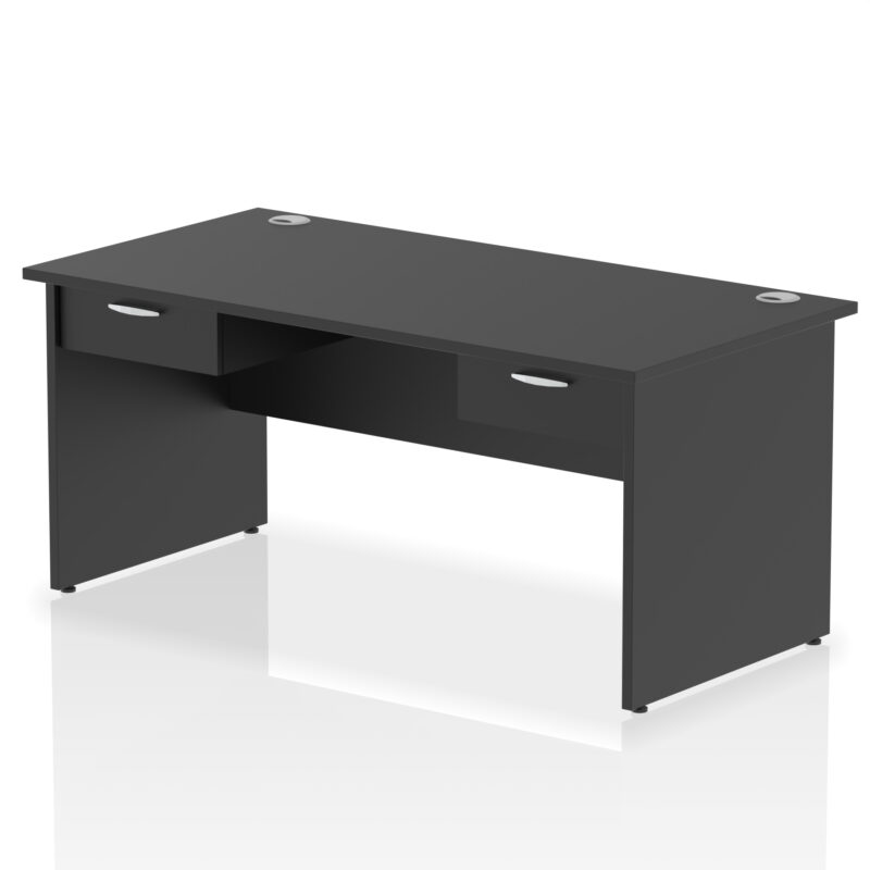 impulse panel end straight desk frame with two one drawer fixed pedestals