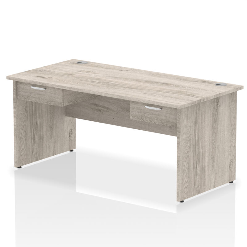 impulse panel end straight desk frame with two one drawer fixed pedestals