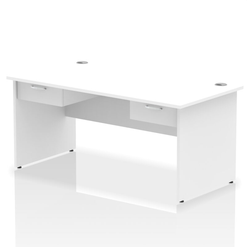 impulse panel end straight desk frame with two one drawer fixed pedestals