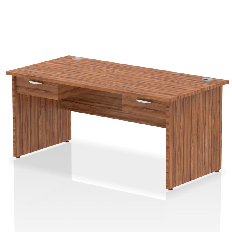 impulse panel end straight desk frame with two one drawer fixed pedestals