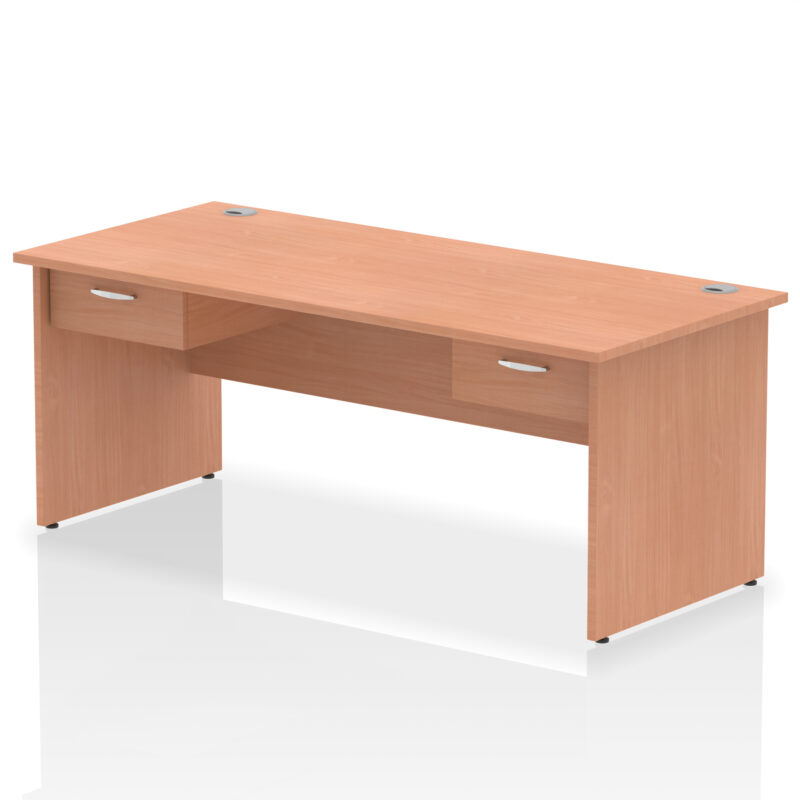 impulse panel end straight desk frame with two one drawer fixed pedestals