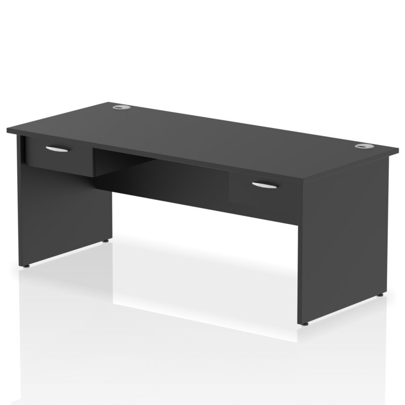 impulse panel end straight desk frame with two one drawer fixed pedestals