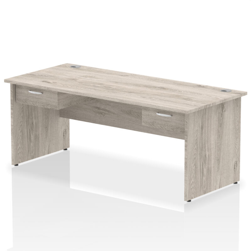 impulse panel end straight desk frame with two one drawer fixed pedestals