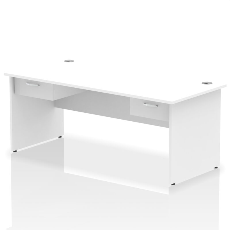 impulse panel end straight desk frame with two one drawer fixed pedestals