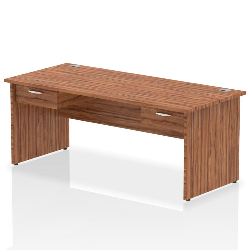 impulse panel end straight desk frame with two one drawer fixed pedestals