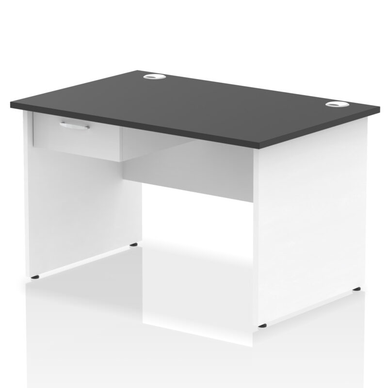 impulse panel end straight desk frame with single one drawer fixed pedestal