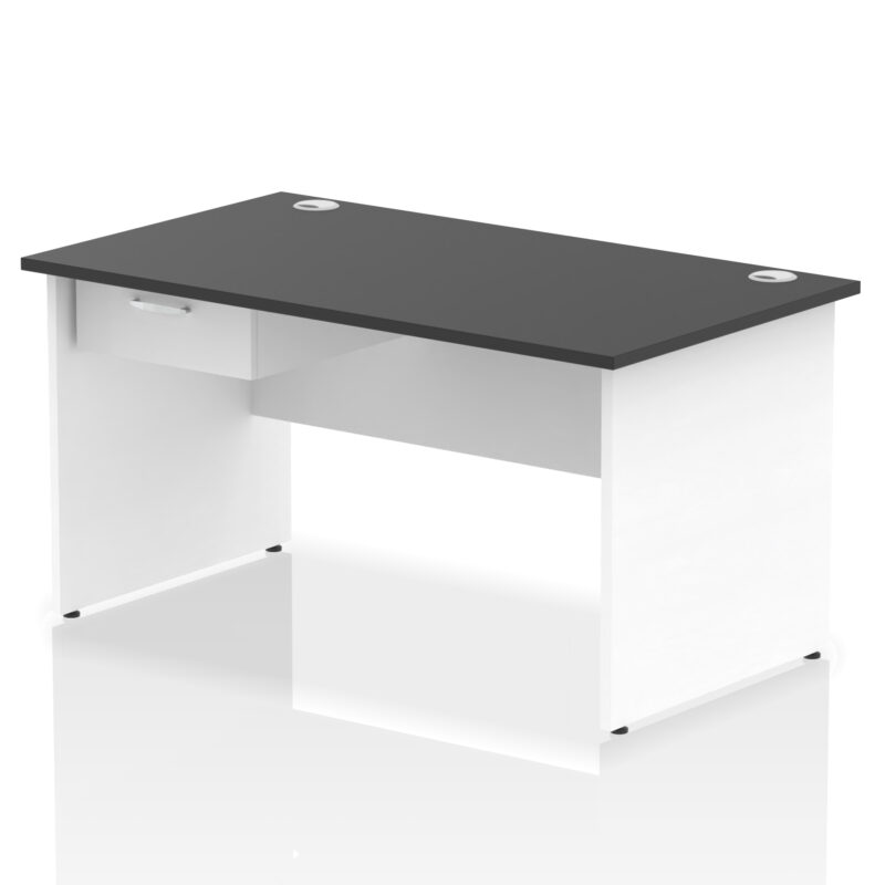 impulse panel end straight desk frame with single one drawer fixed pedestal