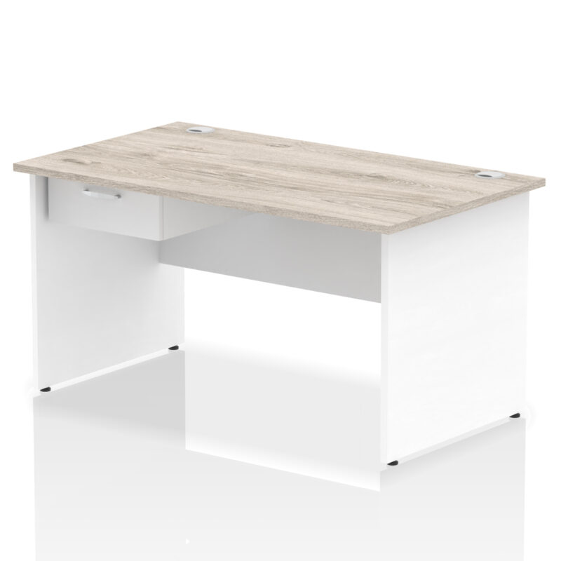 impulse panel end straight desk frame with single one drawer fixed pedestal